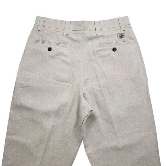 Vtg Dockers Khakis Pleated Pants Mens 32 Linen Blend Wide Leg Cuffed Preppy USA - Picture 8 of 8